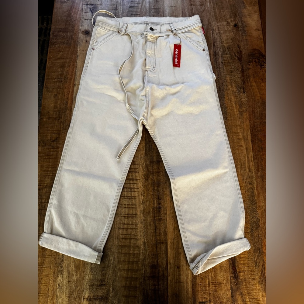 Denimist Cream Relaxed drop waist carpenter cargo Jeans for women